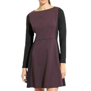Athleta Purple and Black Cozy Up Fit & Flare Dress